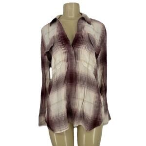 Madewell Medium Women Popover Shirt in Plaid Relaxed Fit Long Sleeve C3